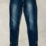 Bershka  WOMEN SIZE 2 DARK BLUE JEANS LOW RISE WITH ZIPPER ON ANKLES Photo 3