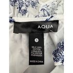 AQUA  White Blue Print Tiered‎ Mini Dress Ruffle Mock Neck Short Sleeve Photo 8