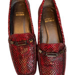Stuart Weitzman Red Snake Embossed Leather Loafers Buckle Accent Loafer size 6 Photo 0