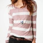 American Eagle Outfitters Dusty Rose Knit Lace Sweater Photo 0