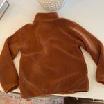 Daily Ritual Burnt Orange Sherpa Teddy Bear Pullover Quarter Zip Jacket. Photo 2