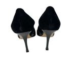 Manolo Blahnik  Black Suede Patent D’Orsay Pumps Bow Detail Women’s EU 38.5 Photo 5