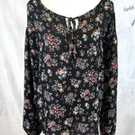 Blue Rain long sleeve vneck black floral top size medium Photo 0