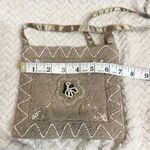 Cottage Core Tan Small Beaded Cloth Bag Boho Chic EuroSummer White Photo 4