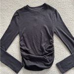 Madewell  Woman Side Gather Long Sleeve Top in Black Crewneck T-shirt Size XS Photo 0