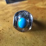 Sleeping Beauty Turquoise Sterling Silver Cowgirl Ring Size 5 Blue Photo 0