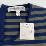 Good American NWT  Womens Stripe Long Sleeve Crop Top 2 medium Green/Navy Photo 6