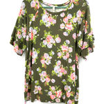 Matilda Jane  size‎ Medium green pink floral short sleeve top tee flutter sleeve Photo 0