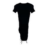 ZARA NWT  Shirt Dress Womens S Black Ribbed Mini Side Tie Bodycon Minimalist Photo 5