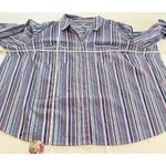 Catherines Red Blue Striped 3/4 Roll Tab Sleeve Button Up Utility Shirt Size 4X Photo 8