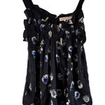 Rebecca Taylor  Silk Cami Top Floral Beaded Accents‎ Black Sleeveless S Photo 0