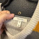 Maurice's  V-Neck Cable Knit Sweater with Cream, Gray, and Gold Stripes Size 2X Photo 1