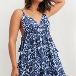 Aerie Linen Blend Hawaiian Floral Side Tie Mini Dress Women’s M Cottagecore Photo 0