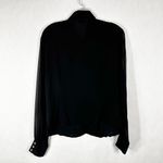 VTG Ravel Large Top Silk Semi Sheer Ruffled Gathered Front Pearl Button Up 364 Black Photo 1
