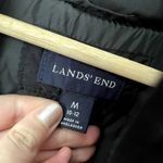 Lands' End full length black puffer coat women's size M hooded pockets winter Photo 4