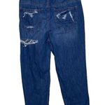 American Eagle Mom Straight Jean Blue Jeans Denim Ripped Plaid Patch Size 16 Photo 3