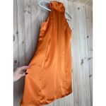 Lulus NWT  Infinite Admiration Orange Satin Halter Mini Dress Cocktail Party XL Photo 3
