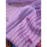 Green Sewn Patchwork Scarf Handmade from Vintage Silk Saris 70" X 24" Photo 5