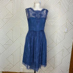 BHLDN  Hitherto Celia Lace Dress in Blue Bridesmaid Size US‎ 6 *Missing Belt Photo 2