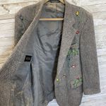 Vintage One Of A Kind Christmas Womens XXL Wool Coat Hand Painted Rudolf Lights Gray Photo 6