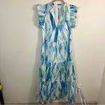 Elan  Women’s Blue Green Ruffle Midi Dress Small NWT Photo 1