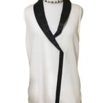 White Patterson J Kincaid With Black Leather Trim Lightweight Top XS Photo 1