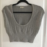 Free People Intimately Knit Gray Tee Shirt Short Sleeve Crop Top Sz M Size M Photo 0