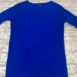 Tahari Blue 100% Extra Fine Merino Wool Ribbed Long Sleeve Sweater Photo 6