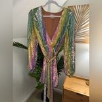 Show Me Your Mumu  Wear Me Out Rainbow Stripe‎ Sequin Mini Dress Size M Photo 3