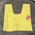 Isaac Mizrahi  New York NWT Size 2 Citron Yellow Eyelet South Hampton Crop Pants Photo 7