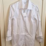 Ming Wang  women's gold hardware contrast button down long sleeve formal top Photo 0