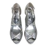 Brash  Silver Sparkly Glitter Open Toe Platform Stiletto Heels Size 6.5 Photo 2