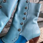John Fluevog Boot Miracles Ascension Heeled Buttons Americana Teal Blue 9.5 GUC Photo 2