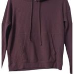 Chaser  XS Waffle‎ Knit Hoodie Pullover Maroon Cozy Minimalist Loungewear Comfy Photo 8