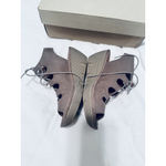 Clarks Clarene Sandals Women’s Wedges Nubuck Suede Tan lace up sz 7 chunky heel Photo 2