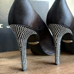 St. John Couture Audrey 8 Black Satin Rhinestone Heels Pointed Toe Stiletto Box Photo 4