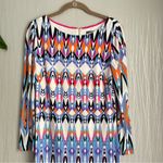 Vince Camuto Dress Multi Color Geo Print Long Sleeve Sheath Size 6 Photo 2