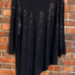 Slinky Brand  womens sequin asymmetrical tunic party top black 2X Photo 0