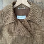 Max Mara  Plaid Wool Angora Short Collared Jacket in Brown / Tan US 14 / Large Photo 4