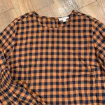 BeachLunchLounge Womens Checkerboard Brown Blouse Top Size Large Photo 6