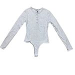 We Wore What NWT Longsleeve Crewneck Henley Bodysuit Buttons XXS Heather Grey Photo 1