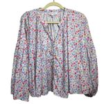 Something Navy Long Sleeve Flowy Button Up Floral Top Sz. S Photo 5