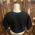 BP  crop top woman’s peace embroidered symbol black sweatshirt shirt NWT Sz M Photo 5