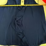 Parker NWT  Sleeveless Blouse Neck Bow Top Navy Size Large Office Work Brunch Photo 9