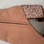 James Avery Old Navy Women's Faux Suede Glitter Block Heel Ankle Bootie Blush Pink‎ Size 8 Photo 9