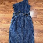 Retrofête Giorgio One-Shoulder Short Belted Denim Dress size small Photo 14