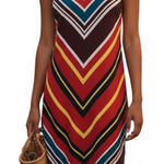 EXPRESS ‎ Flirty Rainbow  Chevron Print Slip Mini Dress Lined NWT $60 Size XS Photo 0