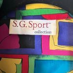 S.G. Sport Collection Vintage Psychedelic Bright Bold Floral Blouse Large Red Photo 3