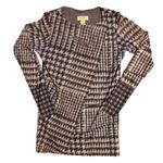 LaPiel By AMB Design S/M Florence Stretch Knit Top Houndstooth Sheer La Piel Brown Photo 0