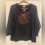 Quaker Factory Vintage Cowgirl Rhinestone Black 1X Sweatshirt. 2006 Photo 0